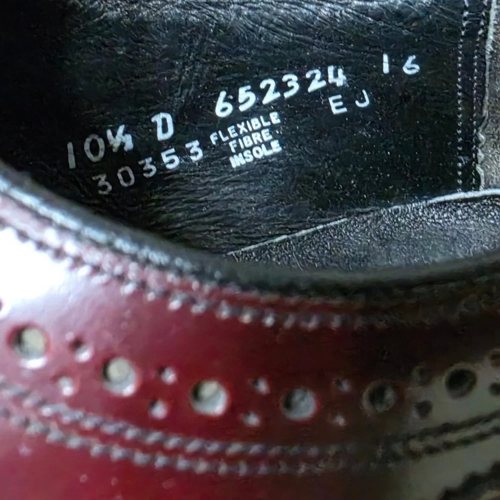 Florsheim Men Burgundy Leather Wingtip Dress Shoes 10.5 D 30353-652324 flaw heel